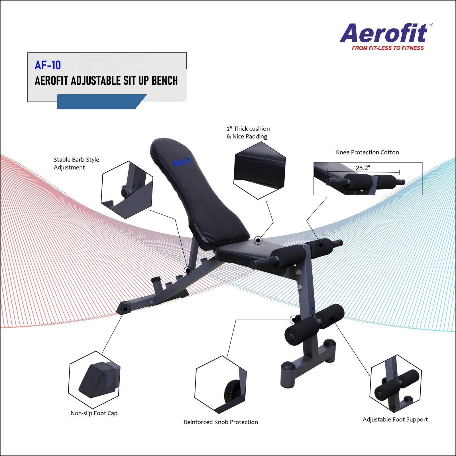 Aerofit AF-10 Plain Bench (Sit Up Bench) - Image 4