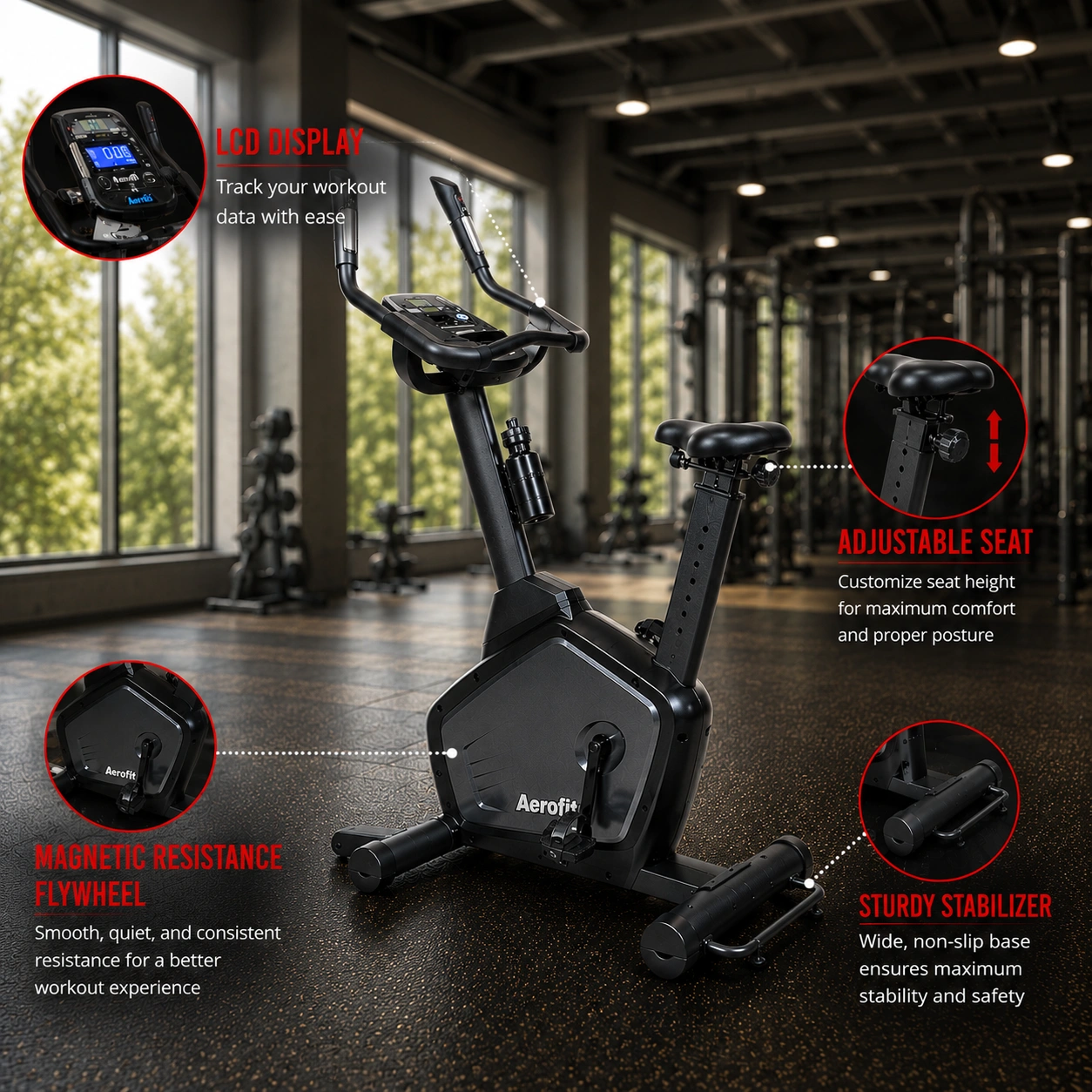 AF-177U Gym Upright Bike - Image 5
