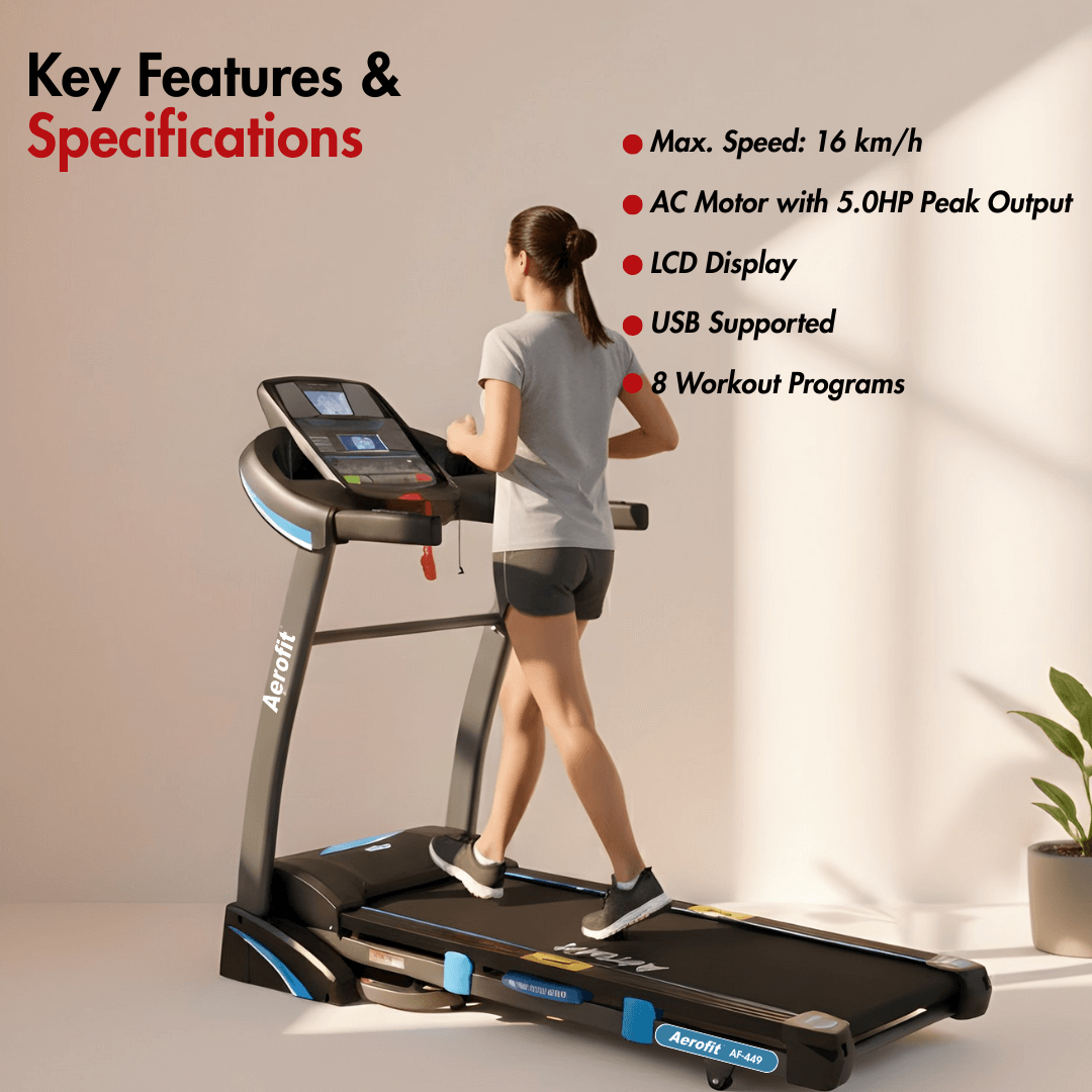 AF-449 Treadmill with USB Port I AC Motor with 5.0HP Peak Output - Image 2
