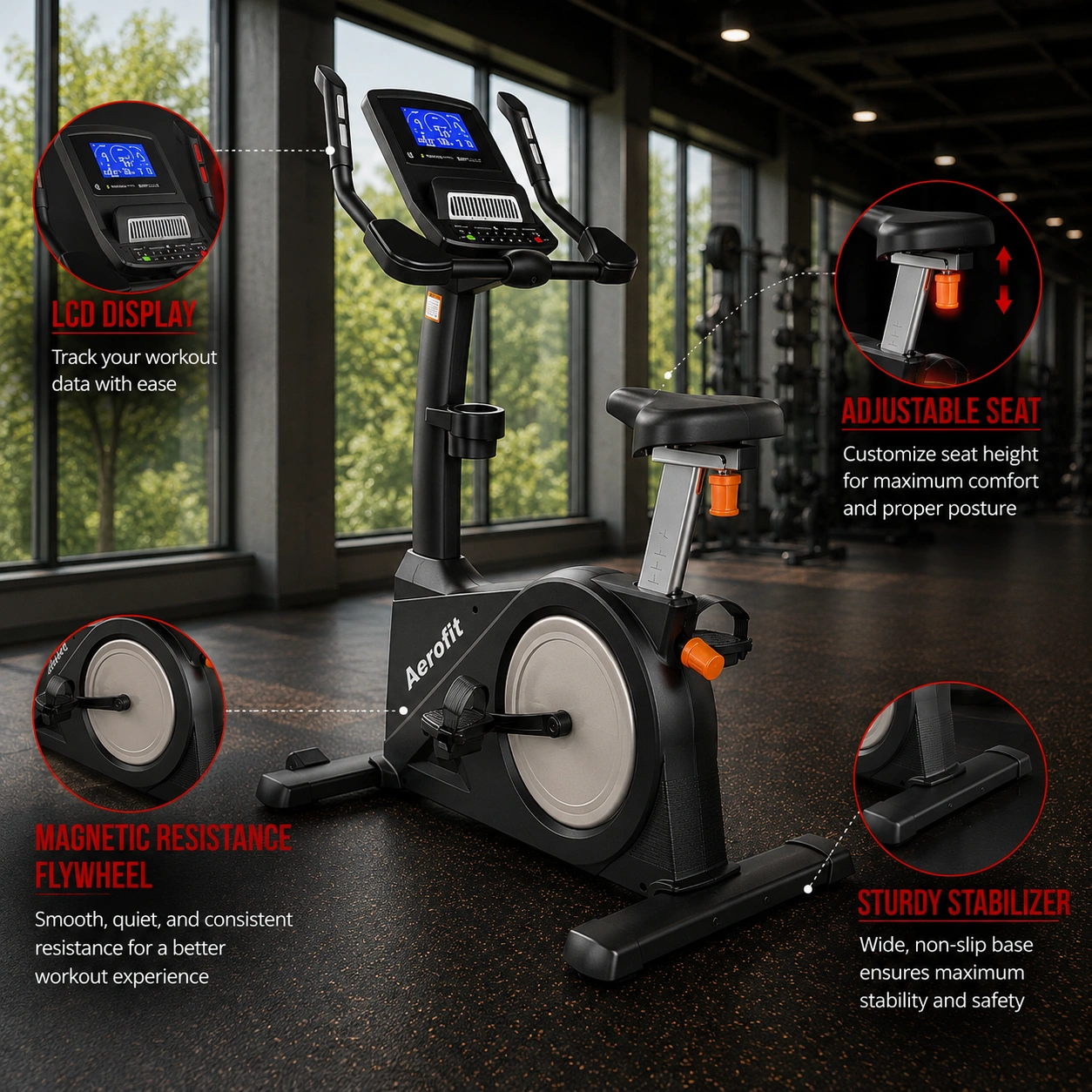 AF-180U Premium Commercial Upright Bike - Image 4