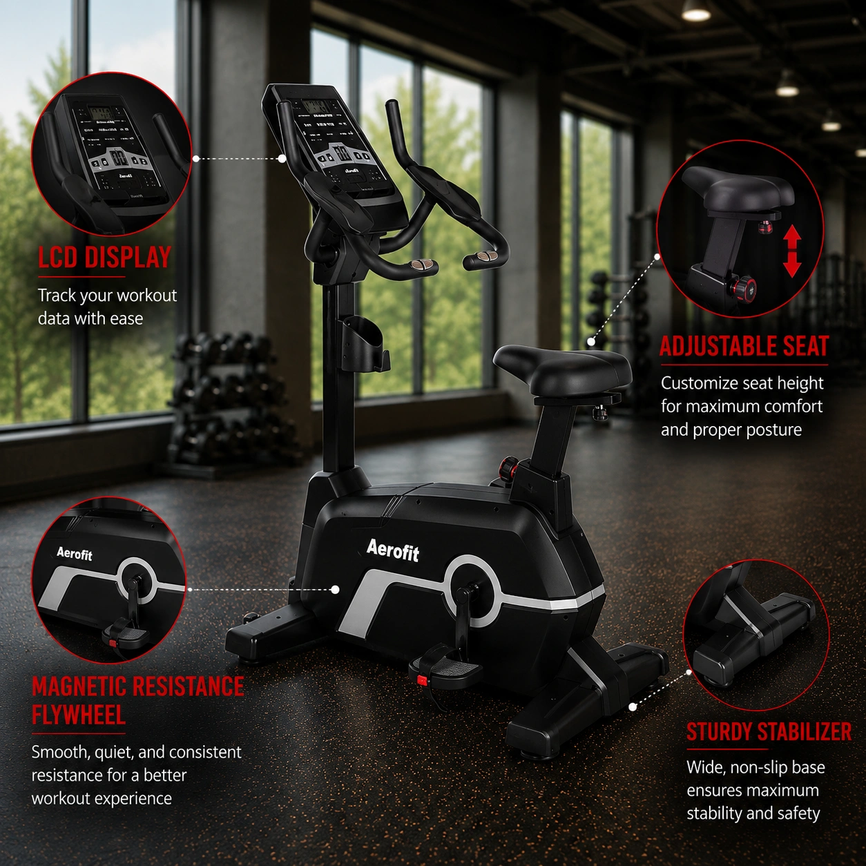 AF-281U Premium Commercial Cardio Upright Bike - Image 6