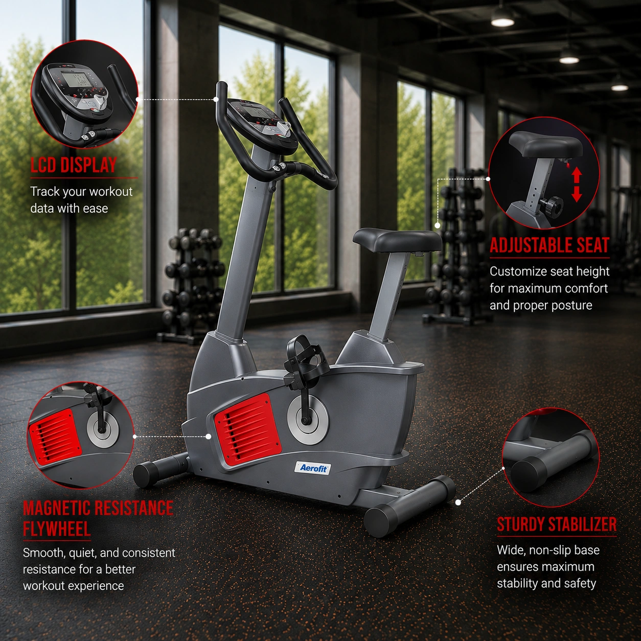 AF-880U-G Heavy-Duty Commercial Upright Bike - Image 5