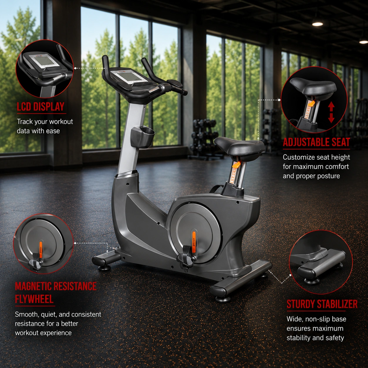 AF-980U Flagship Commercial Upright Bike - Image 4