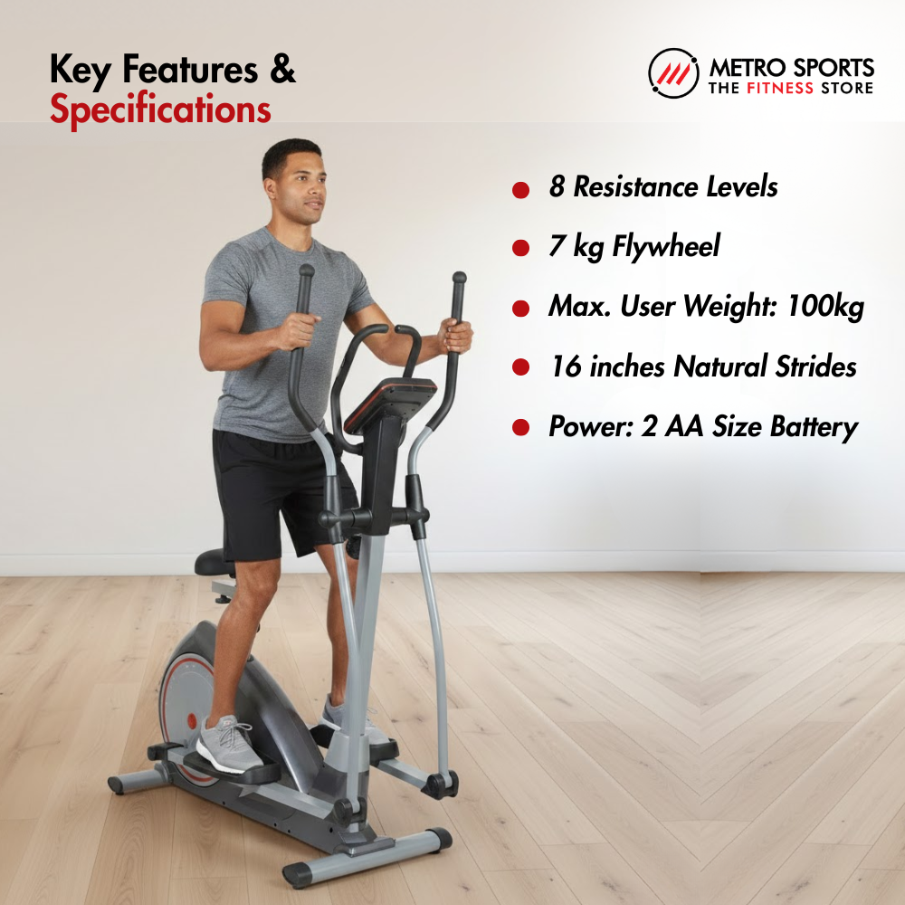 AF-602ES Elliptical Cross Trainer I Adjustable Seat I LCD Display I 8 Levels Resistance I 7 kg Fly Wheel - Image 5