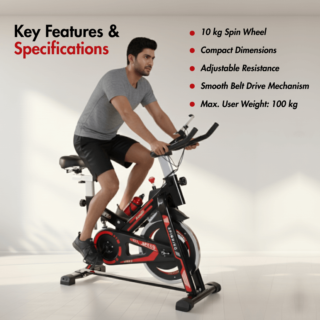 AF-784 Spin Bike I Adjustable Breaking Power I Max. User Weight: 100 kg I Compact Design I Best Exercise Bike for Home Use - Image 3