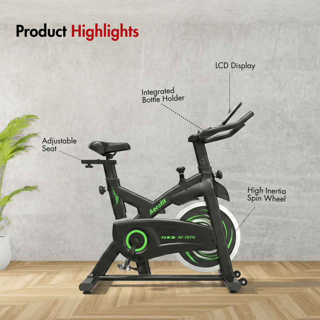 AF-787N Spin Bike I 10 kg Spin Wheel I Intergrated Bottle Holder I LCD Console I Adjustable Saddle - Image 2