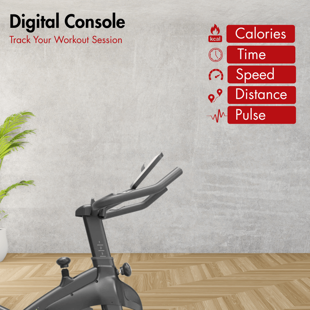 AF-787N Spin Bike I 10 kg Spin Wheel I Intergrated Bottle Holder I LCD Console I Adjustable Saddle - Image 4