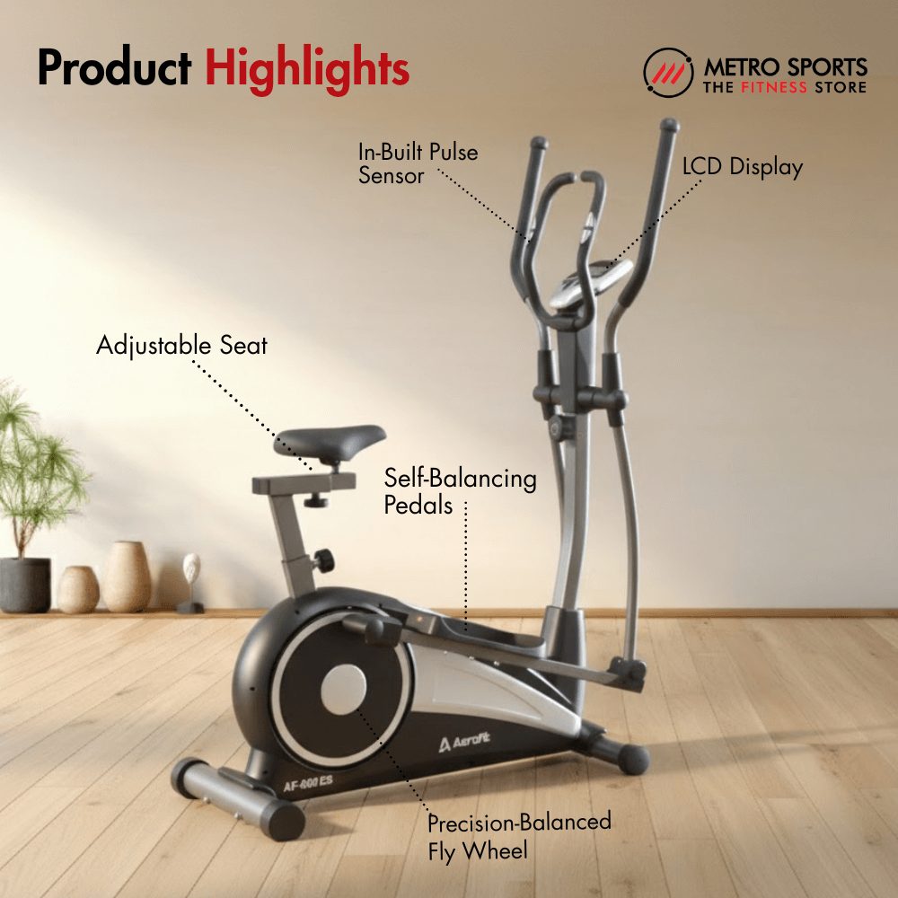 AF-600ES Elliptical Cross Trainer I LCD Display I Max. User Weight: 100 kg I Adjustable Seat I 7 kg Fly Wheel - Image 2