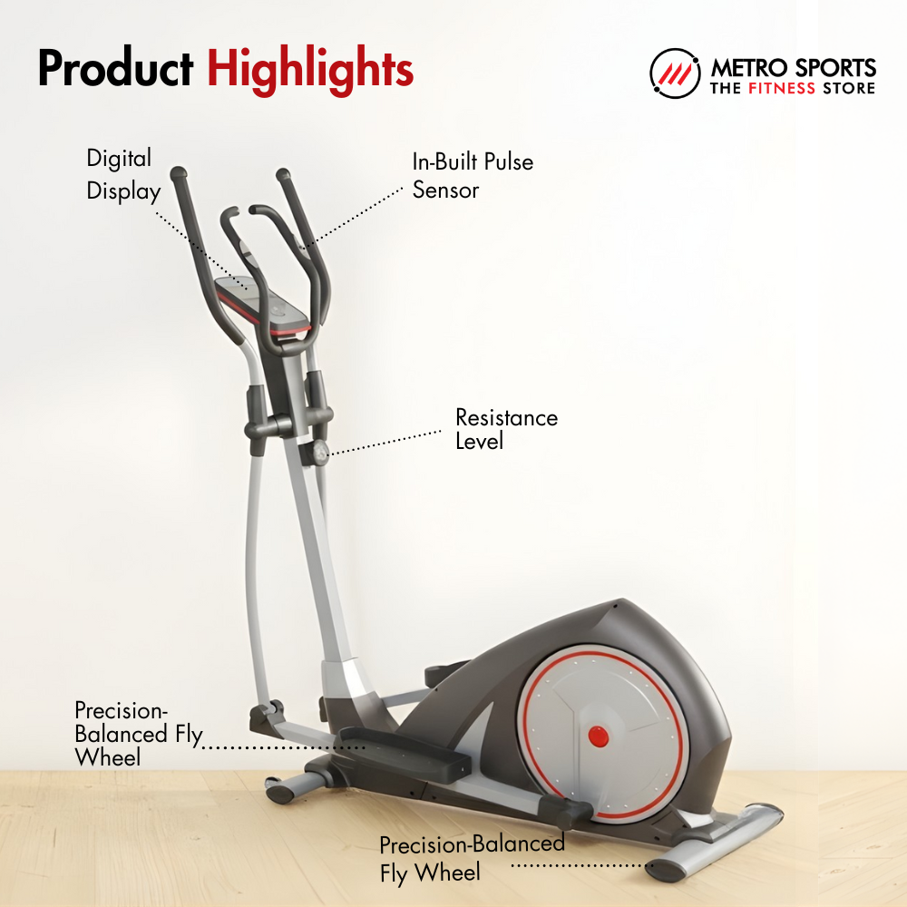 AF-606E Elliptical Cross Trainer I LCD Display I Max. User Weight: 100 kg I 7 kg Fly Wheel I In-Built Pulse Sensor - Image 3