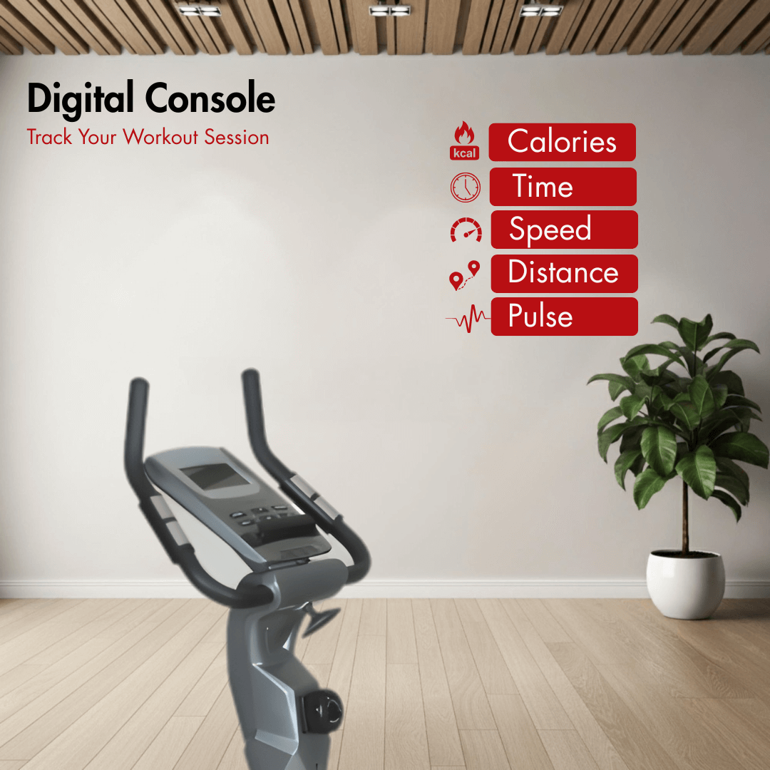 AF-635U Upright Bike I 9 kg Fly Wheel I Max. User Weight: 120 kg I 8 Levels Resistance I Compact Design - Image 4