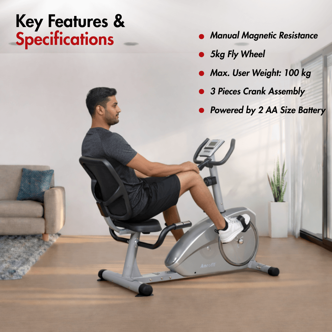 AF-662R Recumbent Bike I 6 kg Fly Wheel I LCD Display I Max. User Weight: 100 kg I Resistance Level: 8 Levels - Image 3
