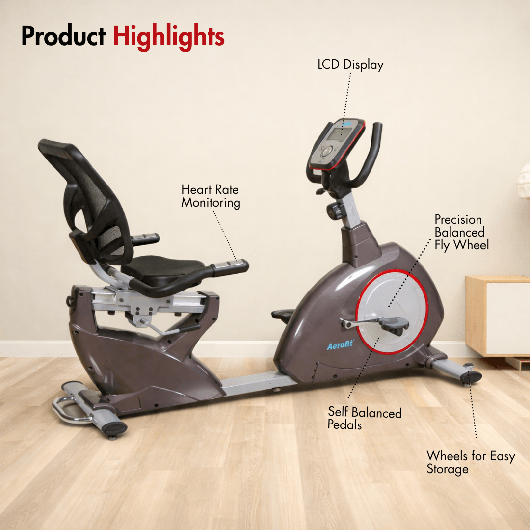 AF-664R Recumbent Bike I Resistance Level: 8 Levels I LCD Display I Max. User Weight: 120 kg I 6 Kg Fly Wheel - Image 2