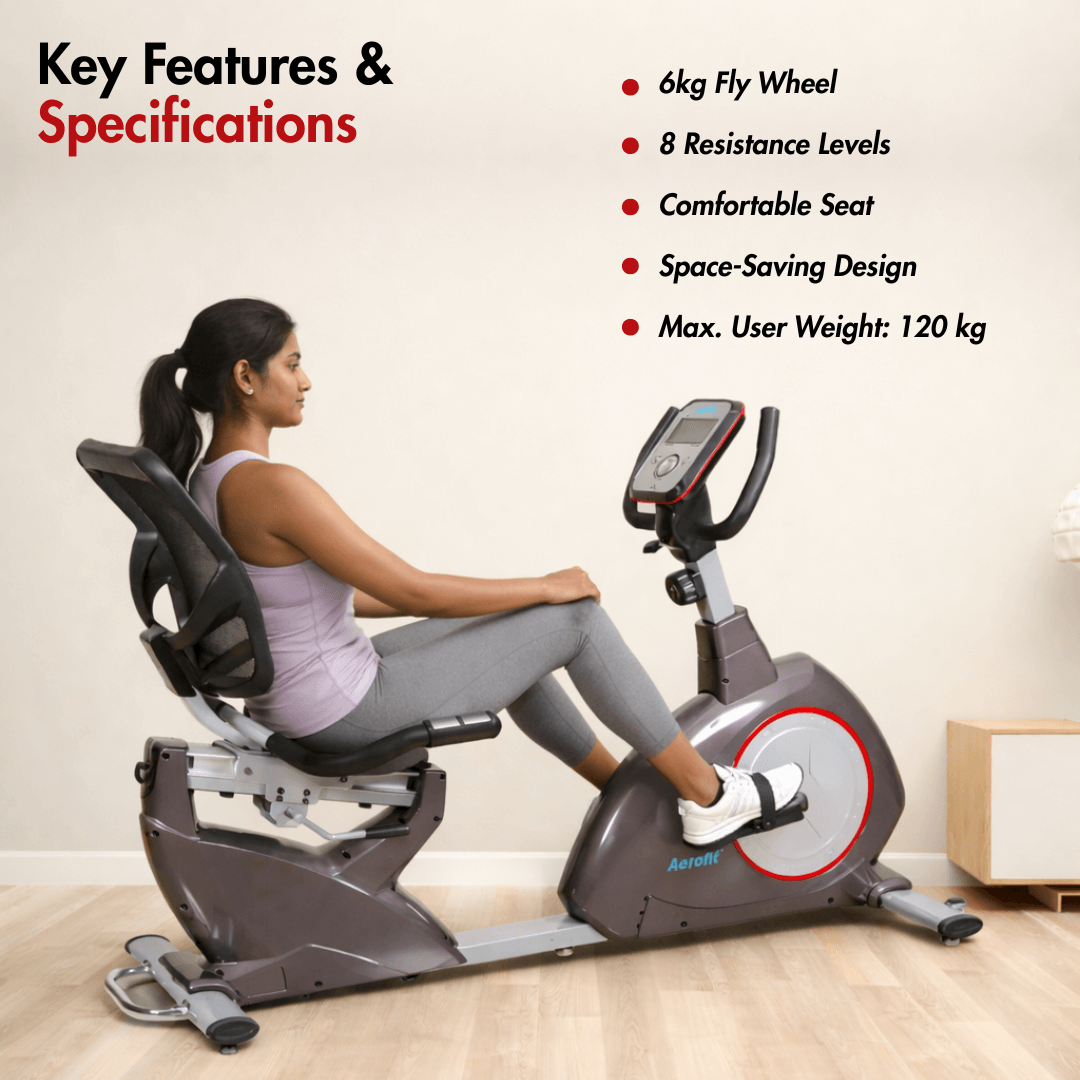 AF-664R Recumbent Bike I Resistance Level: 8 Levels I LCD Display I Max. User Weight: 120 kg I 6 Kg Fly Wheel - Image 3
