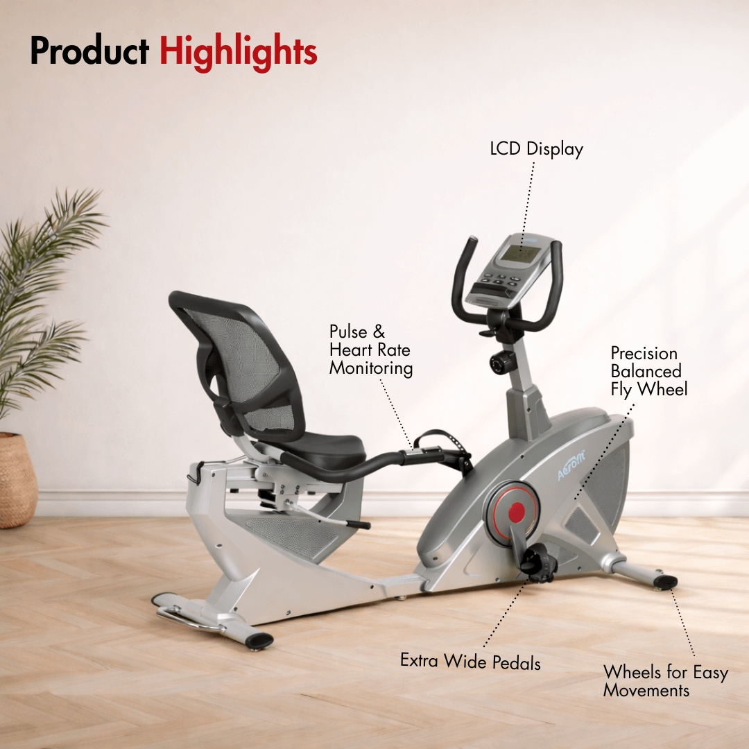 AF-665R Recumbent Bike I Manual Magnetic Resistance I Max. User Weight: 120 kg I 7 Kg Fly Wheel I LCD Display - Image 2