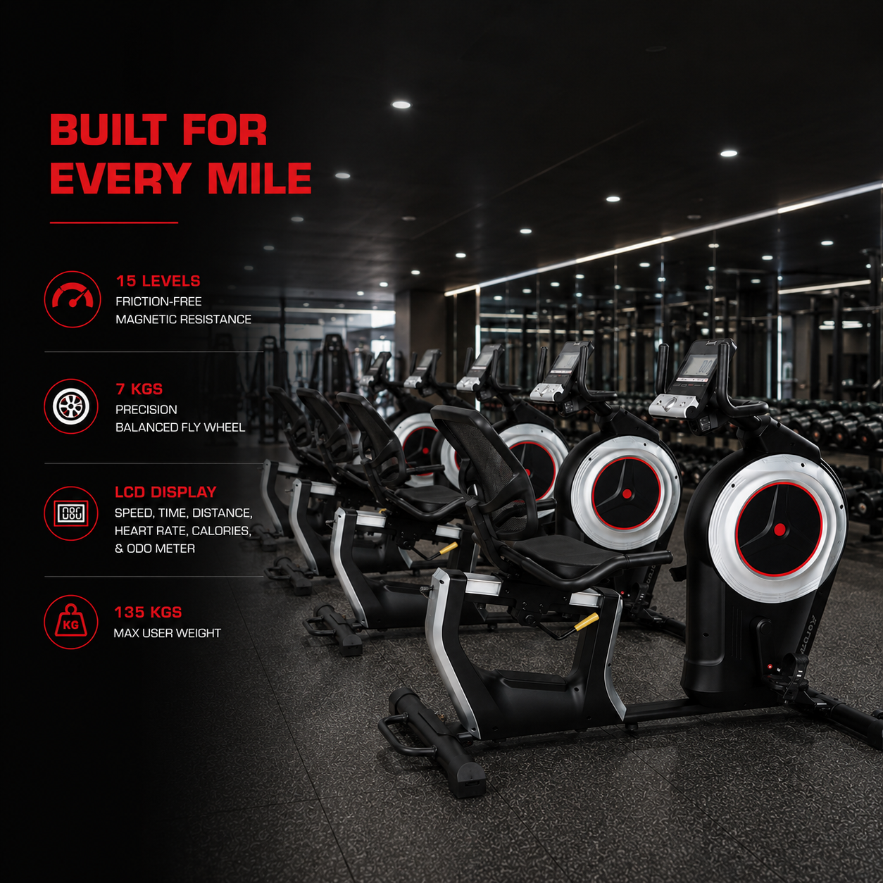 AF-265R Premium Comfort Recumbent Bike (Spine Series) - Image 3